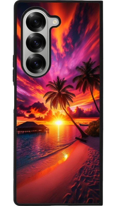 Samsung Galaxy Z Fold6 Case Hülle - Silikon schwarz Malediven Abenddämmerung Glückseligkeit