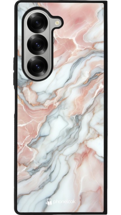Samsung Galaxy Z Fold6 Case Hülle - Silikon schwarz Rosa Leuchtender Marmor