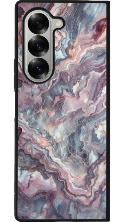 Samsung Galaxy Z Fold6 Case Hülle - Silikon schwarz Violetter silberner Marmor