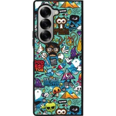 Coque Samsung Galaxy Z Fold6 - Silicone rigide noir Mixed Cartoons Turquoise
