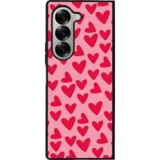 Coque Samsung Galaxy Z Fold6 - Silicone rigide noir Mom 2024 petits coeurs