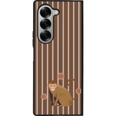 Coque Samsung Galaxy Z Fold6 - Silicone rigide noir Monkey with stripes