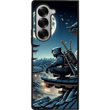Coque Samsung Galaxy Z Fold6 - Silicone rigide noir Ninja sous la lune