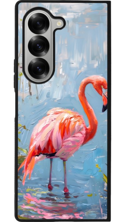 Samsung Galaxy Z Fold6 Case Hülle - Silikon schwarz Paint Flamingo
