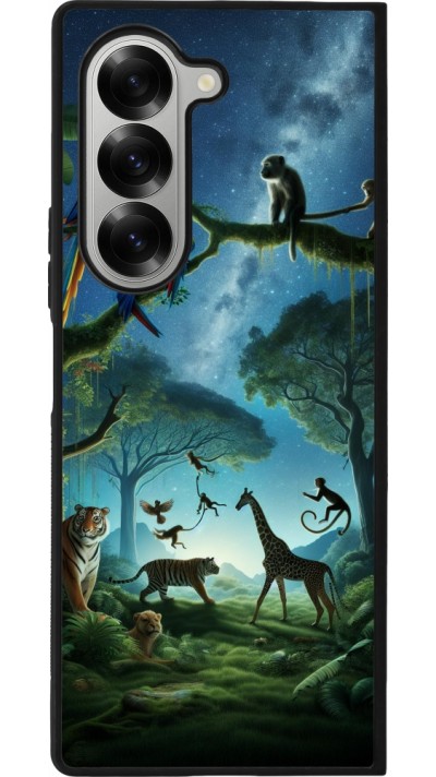 Samsung Galaxy Z Fold6 Case Hülle - Silikon schwarz Paradies der exotischen Tiere