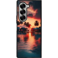 Coque Samsung Galaxy Z Fold6 - Silicone rigide noir Paradis Maldives
