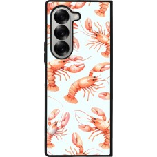 Coque Samsung Galaxy Z Fold6 - Silicone rigide noir Pattern de homards pastels