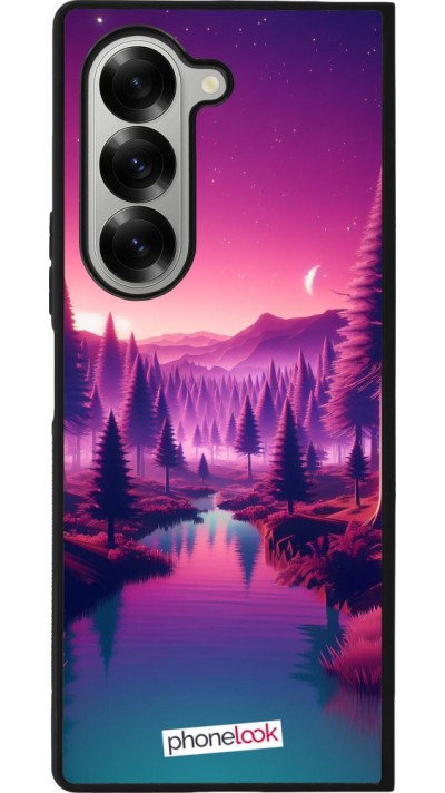 Samsung Galaxy Z Fold6 Case Hülle - Silikon schwarz Lila-rosa Landschaft