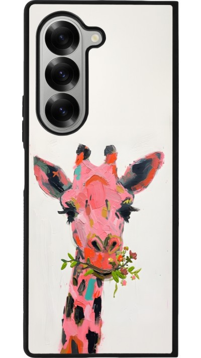 Samsung Galaxy Z Fold6 Case Hülle - Silikon schwarz Pink Girafe Paint