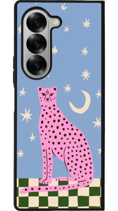 Coque Samsung Galaxy Z Fold6 - Silicone rigide noir Pink leopard with stars 2026
