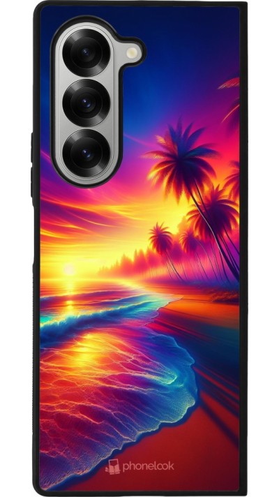 Samsung Galaxy Z Fold6 Case Hülle - Silikon schwarz Strand Sonnenuntergang auffällig