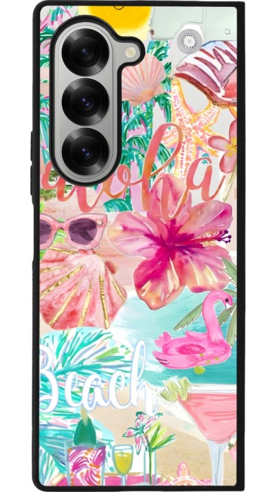 Samsung Galaxy Z Fold6 Case Hülle - Silikon schwarz Preppy Collage Aloha