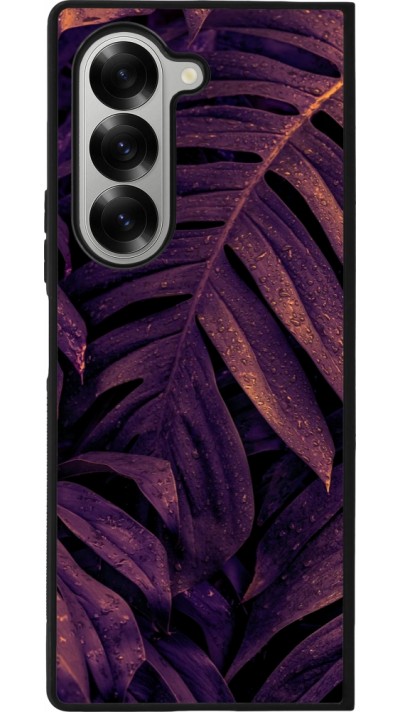 Samsung Galaxy Z Fold6 Case Hülle - Silikon schwarz Purple Light Leaves