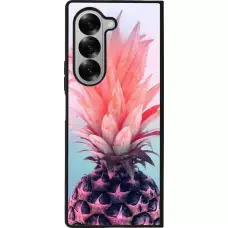 Coque Samsung Galaxy Z Fold6 - Silicone rigide noir Purple Pink Pineapple