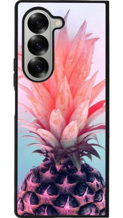 Samsung Galaxy Z Fold6 Case Hülle - Silikon schwarz Purple Pink Pineapple