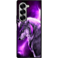 Coque Samsung Galaxy Z Fold6 - Silicone rigide noir Purple Sky Wolf