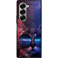 Coque Samsung Galaxy Z Fold6 - Silicone rigide noir Red Blue Cat Glasses