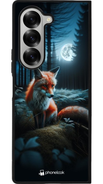 Samsung Galaxy Z Fold6 Case Hülle - Silikon schwarz Fuchs Mond Wald