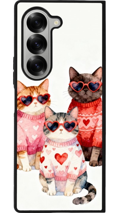 Samsung Galaxy Z Fold6 Case Hülle - Silikon schwarz Saint Valentines Day 26 Cat Love