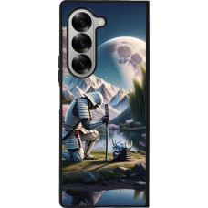Coque Samsung Galaxy Z Fold6 - Silicone rigide noir Samurai Katana Lune