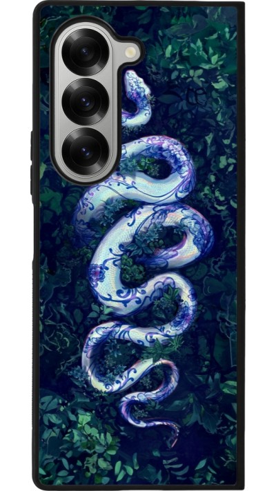Coque Samsung Galaxy Z Fold6 - Silicone rigide noir Serpent Blue Anaconda
