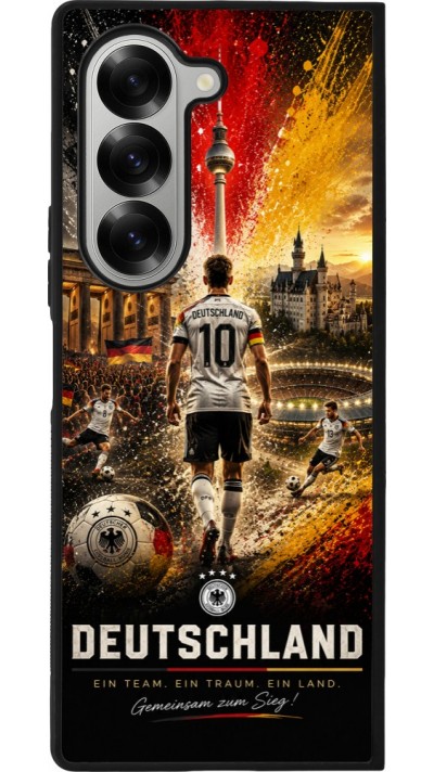 Coque Samsung Galaxy Z Fold6 - Silicone rigide noir Football Allemagne splash 2026