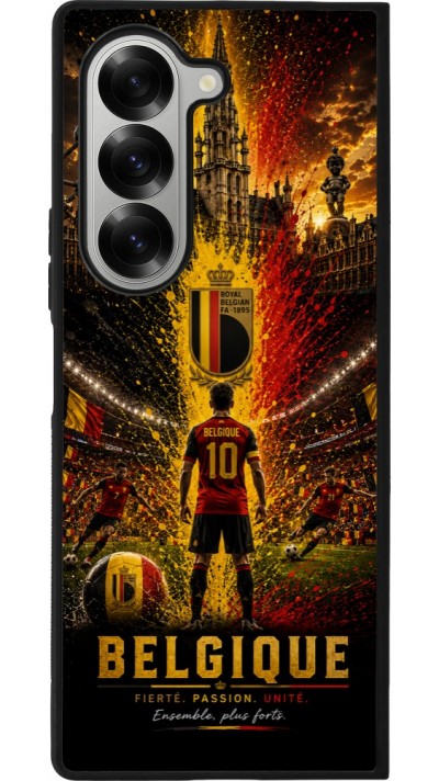 Coque Samsung Galaxy Z Fold6 - Silicone rigide noir Football Belgique splash 2026