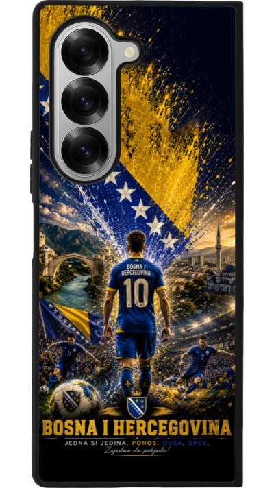 Coque Samsung Galaxy Z Fold6 - Silicone rigide noir Football Bosnie-Herzégovine splash 2026