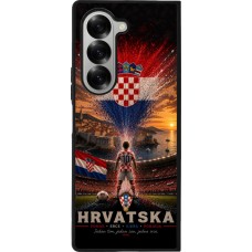 Coque Samsung Galaxy Z Fold6 - Silicone rigide noir Football Croatie splash 2026