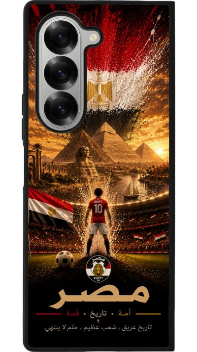 Coque Samsung Galaxy Z Fold6 - Silicone rigide noir Football Égypte splash 2026