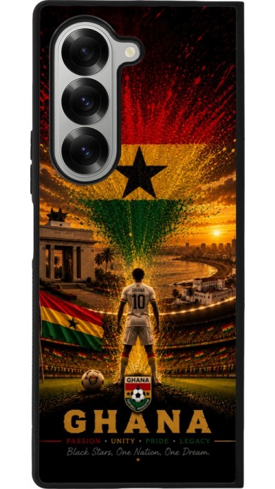 Coque Samsung Galaxy Z Fold6 - Silicone rigide noir Football Ghana splash 2026