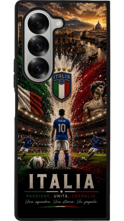 Coque Samsung Galaxy Z Fold6 - Silicone rigide noir Football Italie splash 2026