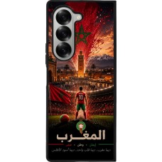 Coque Samsung Galaxy Z Fold6 - Silicone rigide noir Football Maroc splash 2026