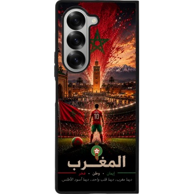 Coque Samsung Galaxy Z Fold6 - Silicone rigide noir Football Maroc splash 2026