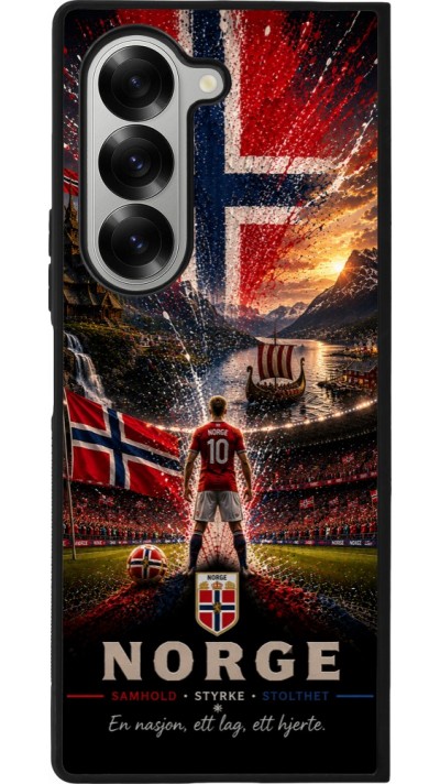 Coque Samsung Galaxy Z Fold6 - Silicone rigide noir Football Norvège splash 2026