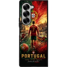 Coque Samsung Galaxy Z Fold6 - Silicone rigide noir Football Portugal splash 2026