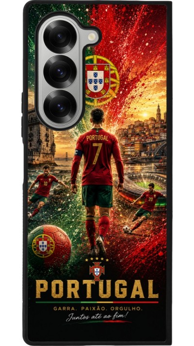 Coque Samsung Galaxy Z Fold6 - Silicone rigide noir Football Portugal splash 2026