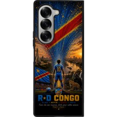 Coque Samsung Galaxy Z Fold6 - Silicone rigide noir Football République démocratique du Congo splash 2026