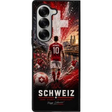Coque Samsung Galaxy Z Fold6 - Silicone rigide noir Football Schweiz splash 2026