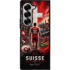 Coque Samsung Galaxy Z Fold6 - Silicone rigide noir Football Suisse splash 2026