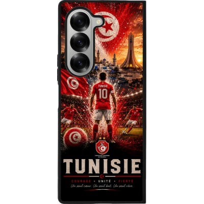 Coque Samsung Galaxy Z Fold6 - Silicone rigide noir Football Tunisie splash 2026