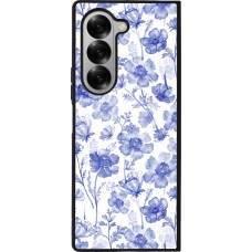 Samsung Galaxy Z Fold6 Case Hülle - Silikon schwarz Spring 23 watercolor blue flowers