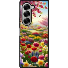 Coque Samsung Galaxy Z Fold6 - Silicone rigide noir Spring 25 Bouquet printemps