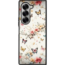 Coque Samsung Galaxy Z Fold6 - Silicone rigide noir Spring 25 Papillons Légers