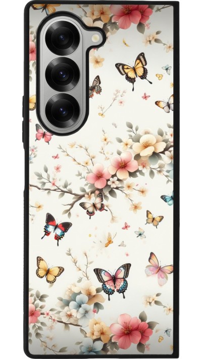 Samsung Galaxy Z Fold6 Case Hülle - Silikon schwarz Frühling 25 Leichte Schmetterlinge
