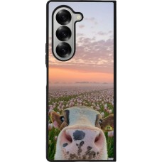 Coque Samsung Galaxy Z Fold6 - Silicone rigide noir Cow with tulips 2026