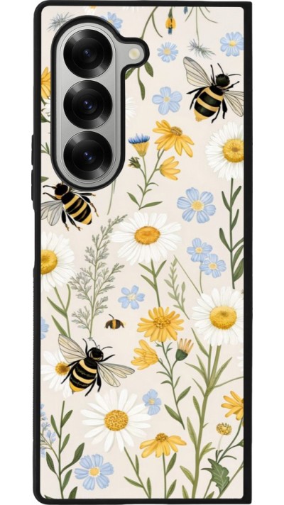 Coque Samsung Galaxy Z Fold6 - Silicone rigide noir Pattern bees 2026