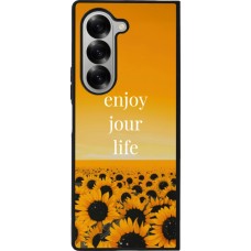 Samsung Galaxy Z Fold6 Case Hülle - Silikon schwarz Summer 2025 Enjoy your life