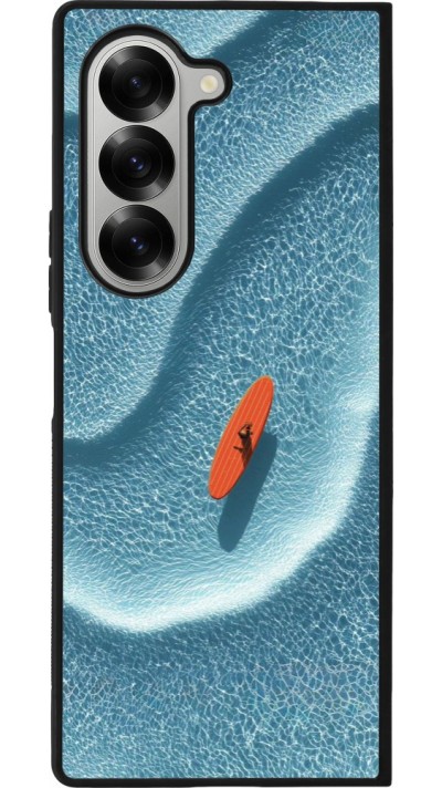 Coque Samsung Galaxy Z Fold6 - Silicone rigide noir Orange surf Summer 2026
