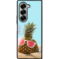 Coque Samsung Galaxy Z Fold6 - Silicone rigide noir Pineapple with glasses Summer 2026